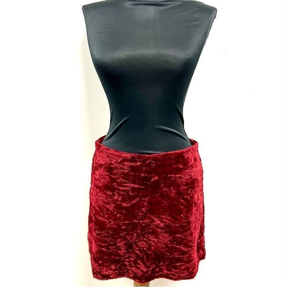 Forever 21 burgundy red faux fur miniskirt y2k vintage sz L. - Picture 6 of 12